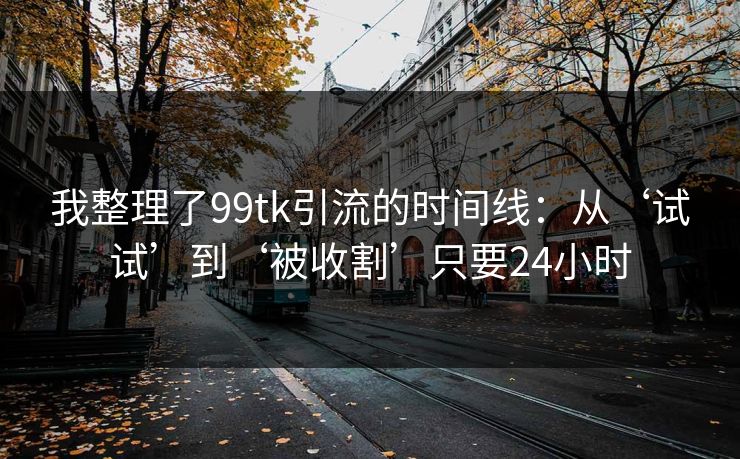我整理了99tk引流的时间线:从‘试试’到‘被收割’只要24小时 我整理了99tk引流的时间线:从‘试试’到‘被收割’只要24小时