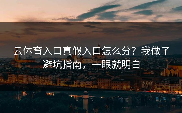 云体育入口真假入口怎么分？我做了避坑指南，一眼就明白