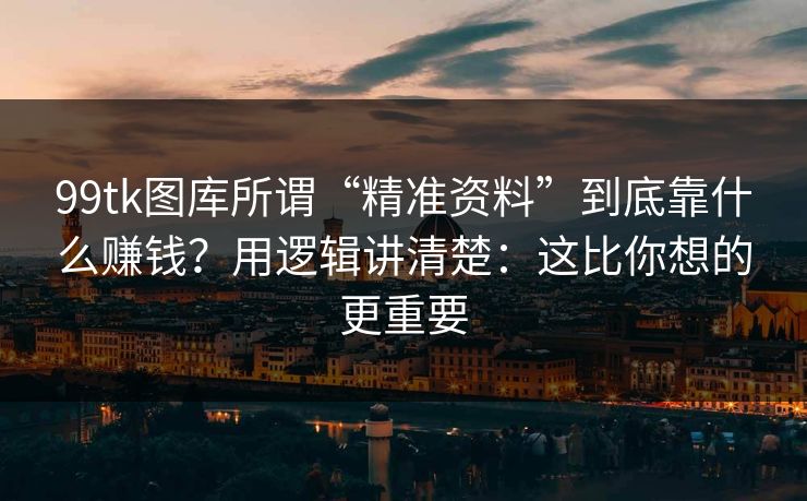 99tk图库所谓“精准资料”到底靠什么赚钱？用逻辑讲清楚：这比你想的更重要