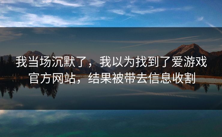 我当场沉默了，我以为找到了爱游戏官方网站，结果被带去信息收割