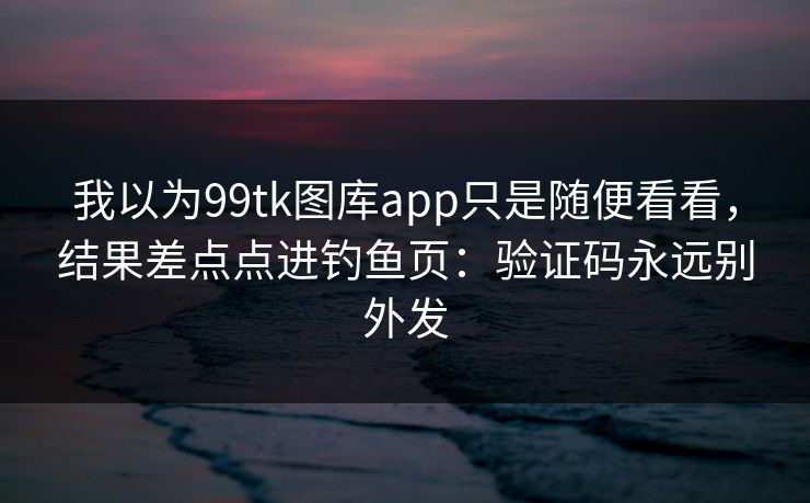 我以为99tk图库app只是随便看看，结果差点点进钓鱼页：验证码永远别外发