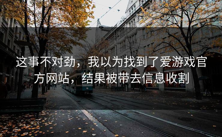 这事不对劲,我以为找到了爱游戏官方网站,结果被带去信息收割